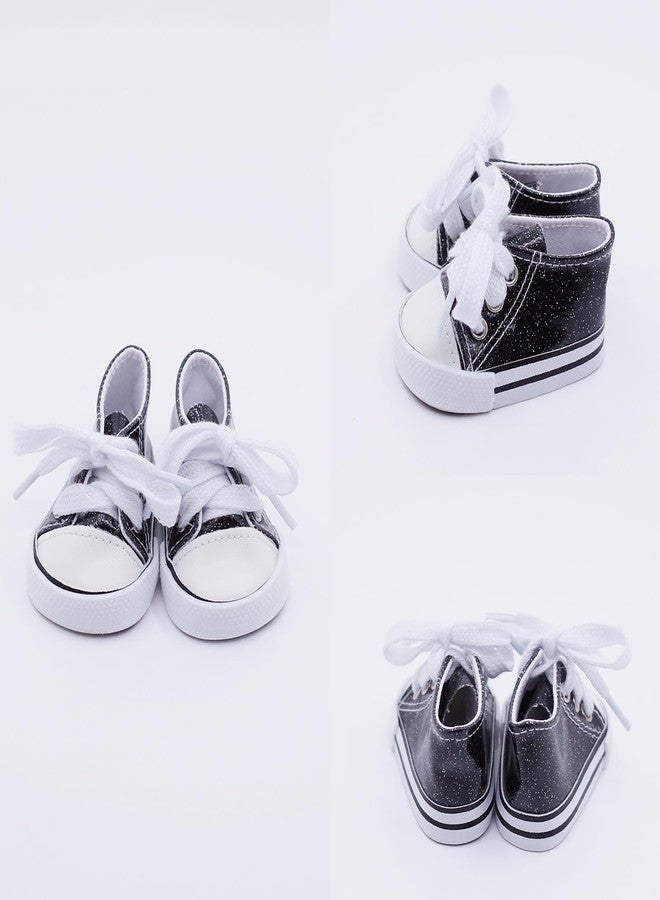 Etistta 6 Pairs of Glitter Canvas 18 inch Doll Shoes for 18 inch Doll Shoes American Dolls Accessories - Image 3